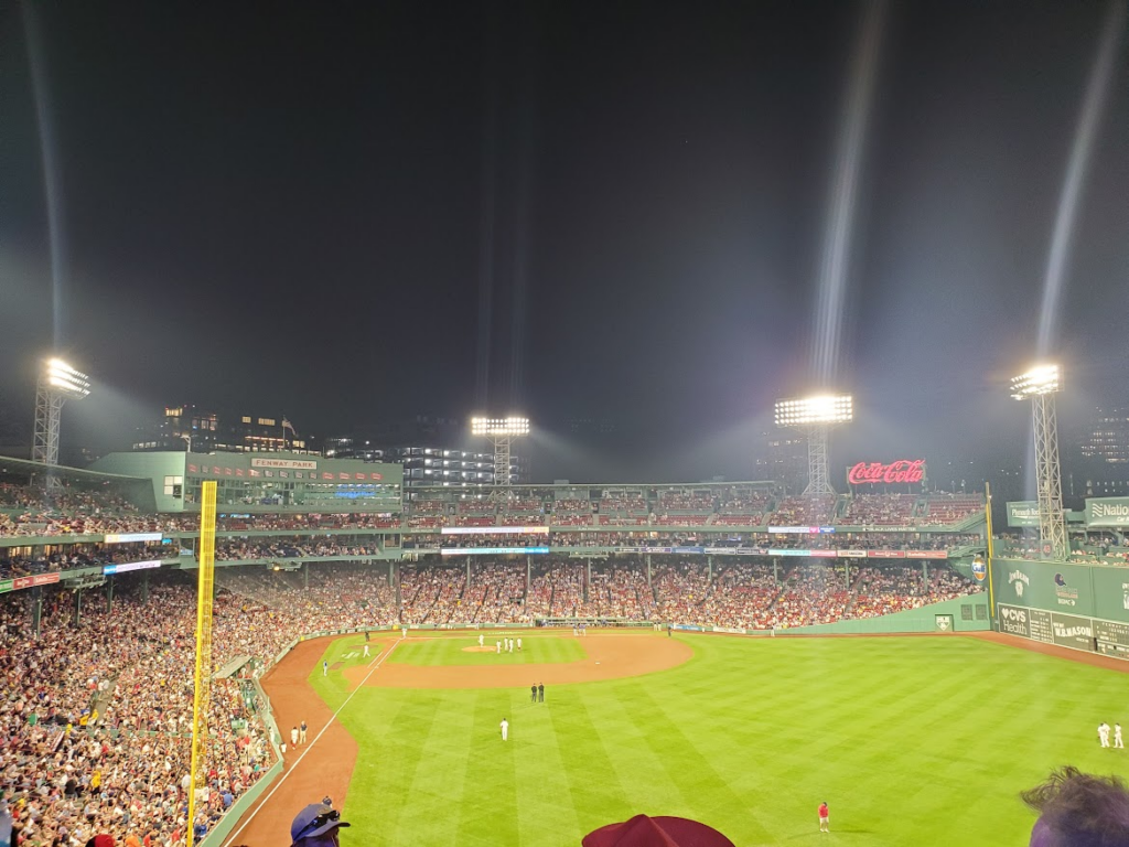 A baseball game at Fenway Park.