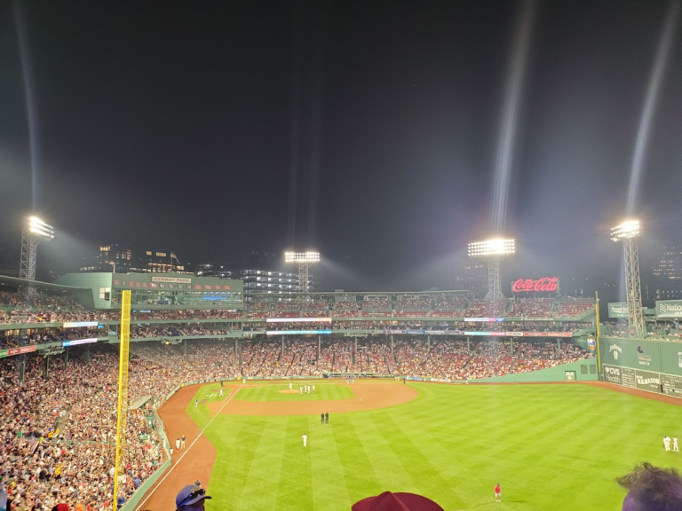A baseball game at Fenway Park.
