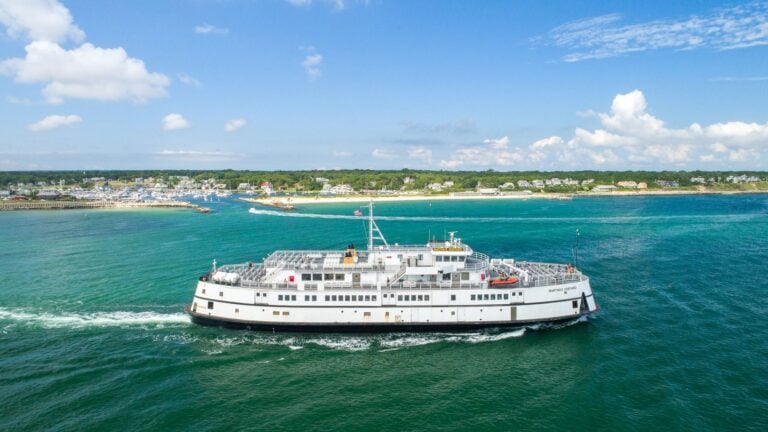 A ferry travels to Martha's Vineyard.