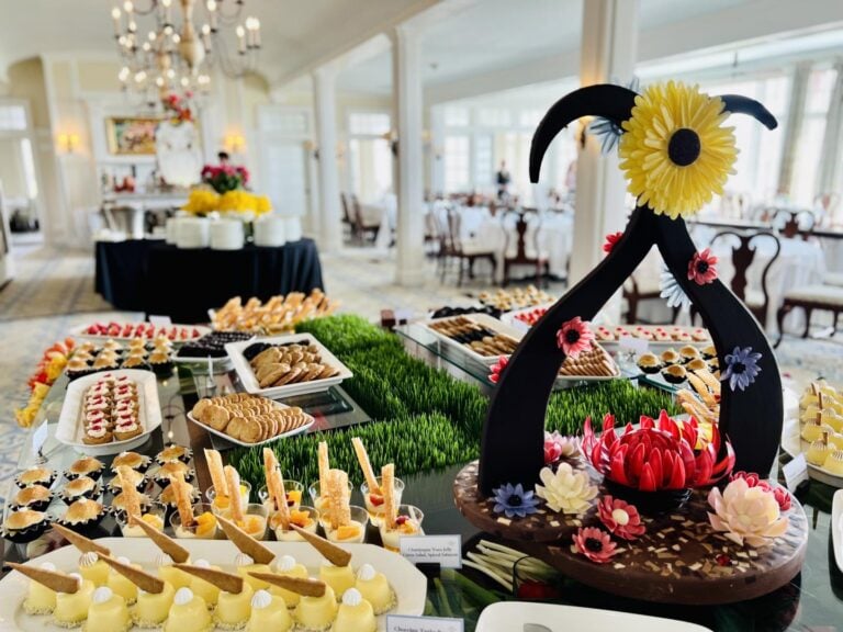 An extravagant brunch buffet prepared.