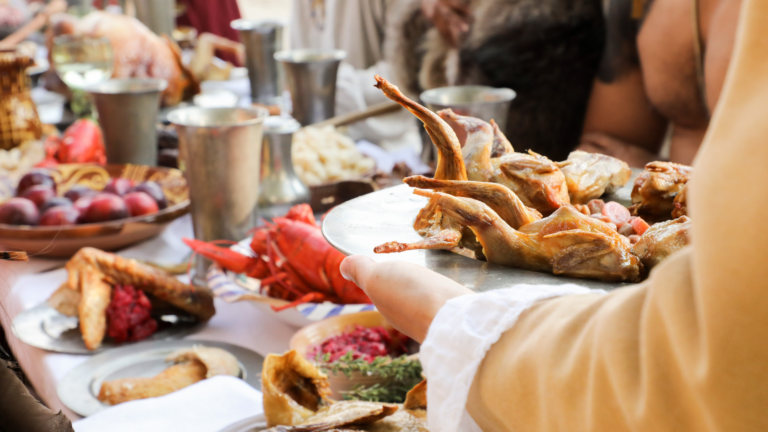 A thanksgiving meal served in Plymouth, Massachusetts.