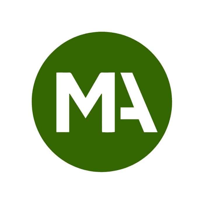 White letters MA in a bold, modern font are centered inside a solid green circle, symbolizing trusted industry resources.
