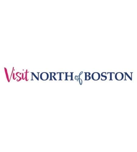 The logo for Visit North of Boston, text against a white background