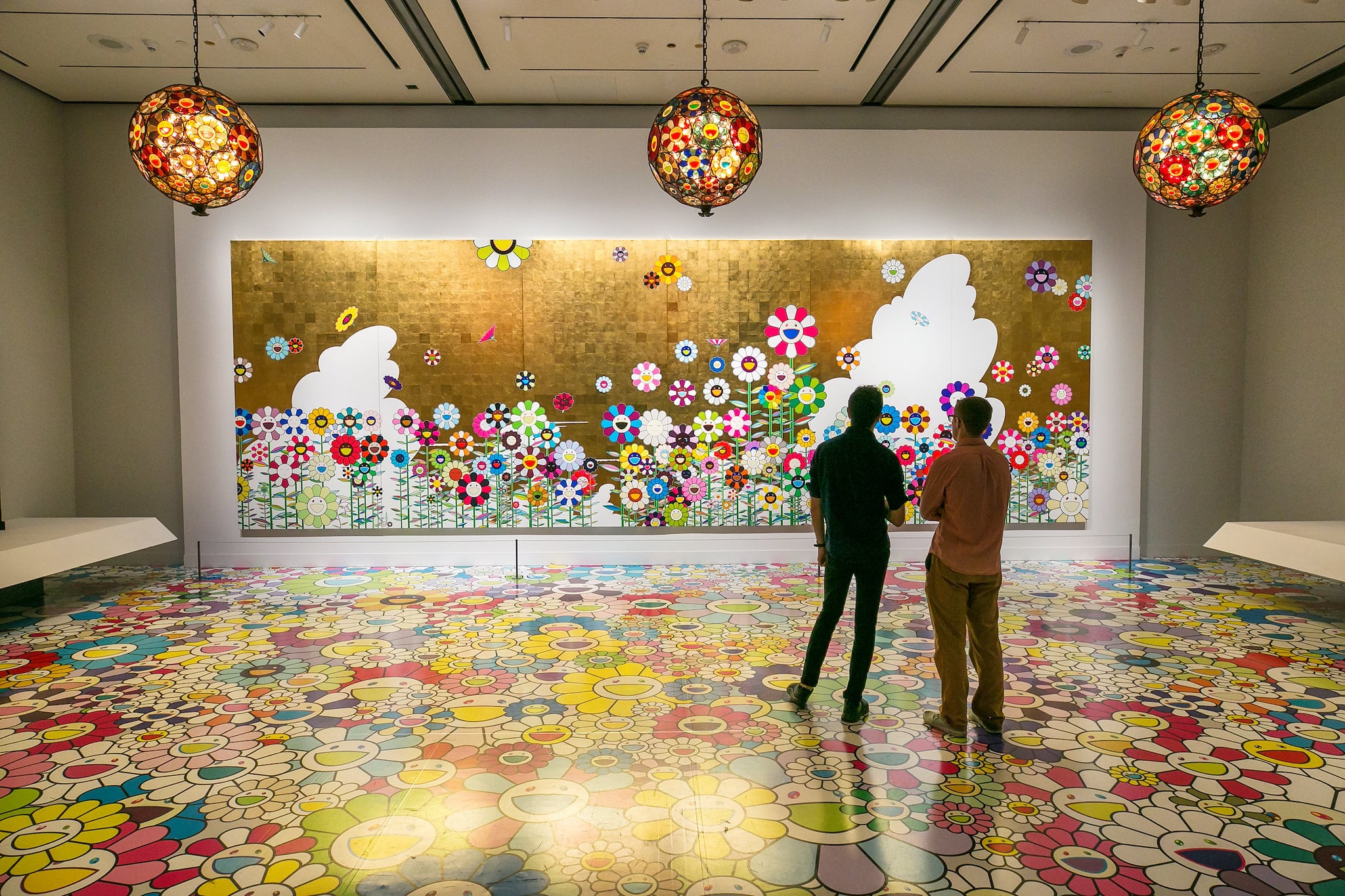 A couple admires a stunning work of art.