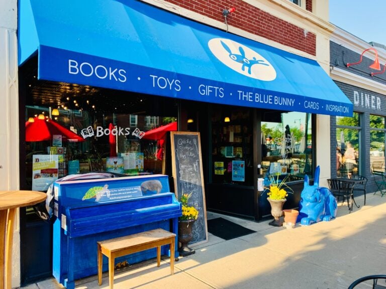 The storefront of the Blue Bunny bookshop.