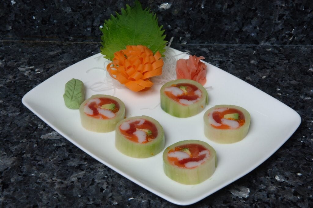 A plate of seafood naruto
